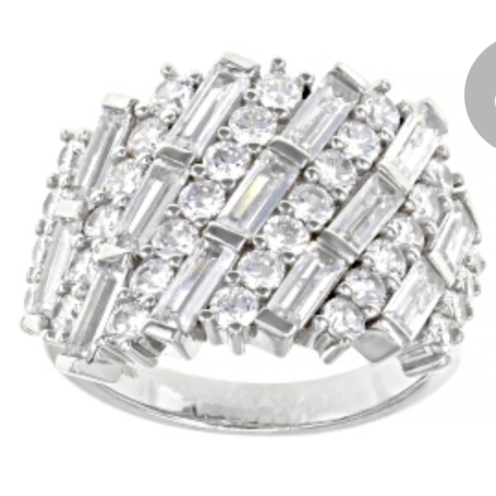 RING White Cubic Zirconia, Sterling Silver, NWT, Size 7, 6.56ctw